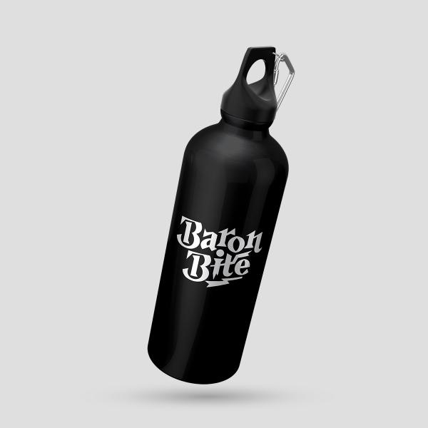 Hliníková športová fľaša s karabínou, objem 400ml - čierna
